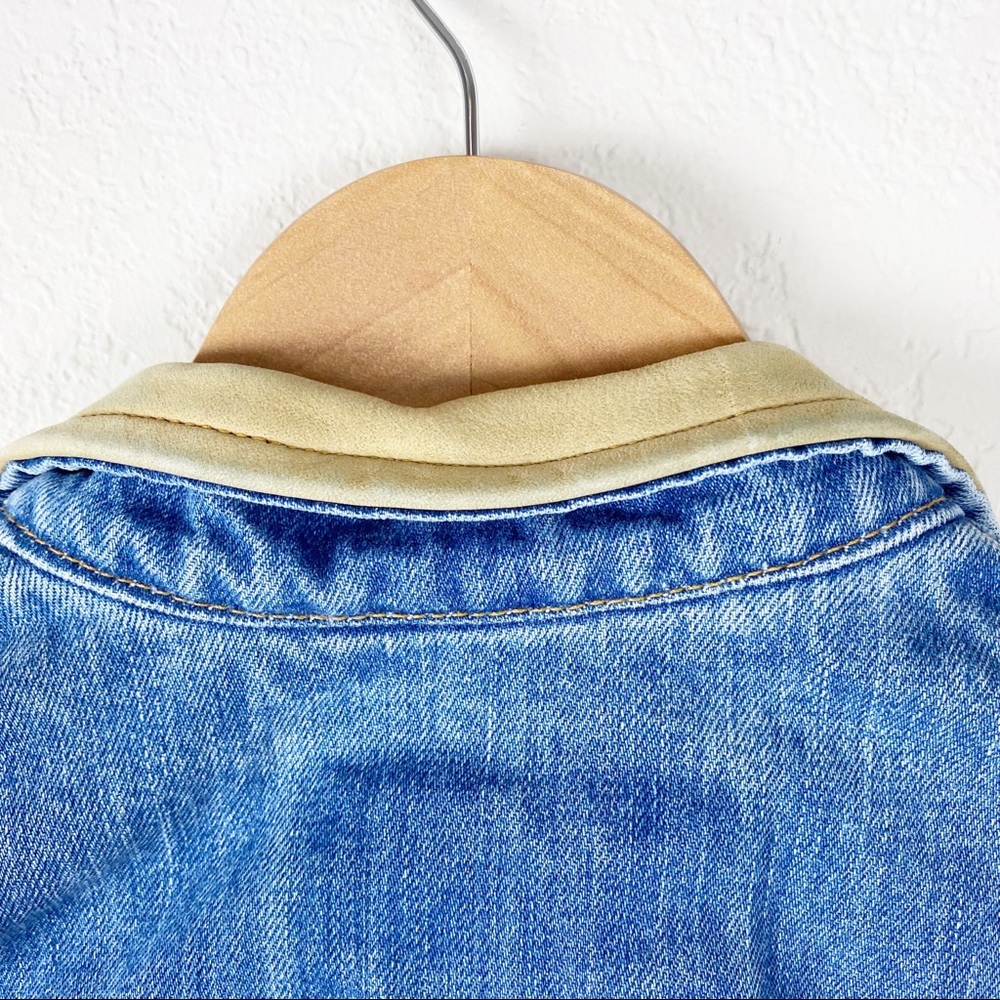 VINTAGE SHAEFER denim & leather jean jacket sh3 - Picture 7 of 8
